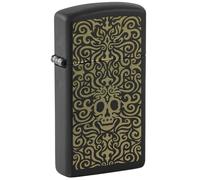 Zippo Mechero - Skull Pirate Pattern, Black Matte, Laser Engrave - Recargable - Reutilizable - Diseño Resistente al Viento - Caja de Regalo - Hecho en EE. UU.