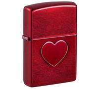 Zippo Mechero - Stamped Heart, Candy Apple Red, Stamped - Recargable - Reutilizable - Diseño Resistente al Viento - Caja de Regalo - Hecho en EE. UU.