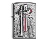 Zippo Mechero Templario II Caballero Cromo Con Placa Encendedor Gasolina
