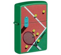 Zippo Mechero - Tennis, Grass Green Matte, Color Image - Recargable - Reutilizable - Diseño Resistente al Viento - Caja de Regalo - Hecho en EE. UU.