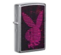 Zippo Playboy Black and Pink Stripes Rabbit Head Design Pocket Lighter (49524), Street Chrome - Playboy