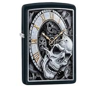 Zippo Encendedor de bolsillo Reloj de calavera Negro mate Unisex talla única