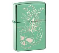 Zippo Skulls - Mechero Resistente al Viento, Color Negro Mate, Unisex Adulto, Más Ligero., 49142, Verde Pulido., Talla única