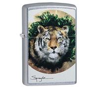 Zippo Spazuk Tiger Design Street - Mechero de Bolsillo Cromado