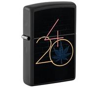 Zippo Sturmfeuerzeug - 420, Black Matte, Black Light - Nachfüllbar - Wiederverwendbar - Windfestes Design - Geschenkbox - Made in USA