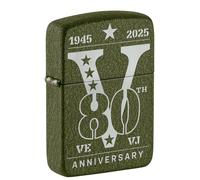 Zippo Sturmfeuerzeug - 80th Anniversary, Laser Engrave - Nachfüllbar - Wiederverwendbar - Windfestes Design - Geschenkbox - Made in USA