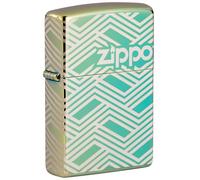 Zippo Sturmfeuerzeug - Abstract Laser, High Polish Teal, Laser 360° - Nachfüllbar - Wiederverwendbar - Windfestes Design - Geschenkbox - Made in USA