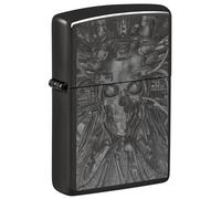 Zippo Sturmfeuerzeug - Cyber Skull, High Polish Black, Photo Image - Nachfüllbar - Wiederverwendbar - Windfestes Design - Geschenkbox - Made in USA