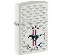 Zippo Sturmfeuerzeug - Ford Mustang Horse & Bars Device, White Matte, Color Image - Nachfüllbar - Wiederverwendbar - Windfestes Design - Geschenkbox - Made in USA