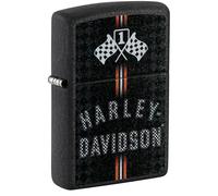 Zippo Sturmfeuerzeug - Harley-Davidson, Black Crackle, Color Image - Nachfüllbar - Wiederverwendbar - Windfestes Design - Geschenkbox - Made in USA