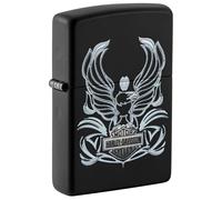 Zippo Sturmfeuerzeug - Harley-Davidson, Black Matte, Color Image - Nachfüllbar - Wiederverwendbar - Windfestes Design - Geschenkbox - Made in USA