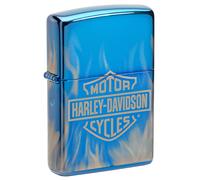 Zippo Sturmfeuerzeug - Harley-Davidson, High Polish Blue, Photo Image 360° - Nachfüllbar - Wiederverwendbar - Windfestes Design - Geschenkbox - Made in USA