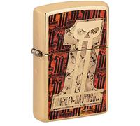 Zippo Sturmfeuerzeug - Harley-Davidson, High Polish Brass, Fusion - Nachfüllbar - Wiederverwendbar - Windfestes Design - Geschenkbox - Made in USA