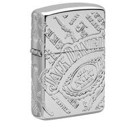 Zippo Sturmfeuerzeug - Jack Daniels, High Polish Chrome, MultiCut - Nachfüllbar - Wiederverwendbar - Windfestes Design - Geschenkbox - Made in USA