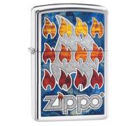 Zippo Sturmfeuerzeug - Logo, High Polish Chrome, Fusion - Nachfüllbar - Wiederverwendbar - Windfestes Design - Geschenkbox - Made in USA