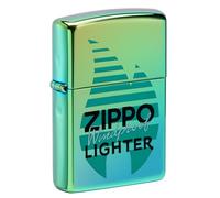 Zippo Sturmfeuerzeug - Logo, High Polish Teal, Color Image - Nachfüllbar - Wiederverwendbar - Windfestes Design - Geschenkbox - Made in USA