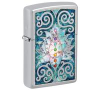 Zippo Sturmfeuerzeug - Lotus Flower, High Polish Chrome, Fusion - Nachfüllbar - Wiederverwendbar - Windfestes Design - Geschenkbox - Made in USA