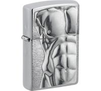 Zippo Sturmfeuerzeug - Man Torso 3D, Brushed Chrome, Emblem Attached - Nachfüllbar - Wiederverwendbar - Windfestes Design - Geschenkbox - Made in USA
