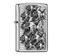 Zippo Piranhas Comic Mechero, Latón, Diseño Individual, Original Pocketsize