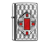 Zippo Sturmfeuerzeug - Red Diamond, High Polish Chrome, Emblem - Nachfüllbar - Wiederverwendbar - Windfestes Design - Geschenkbox - Made in USA