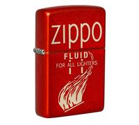 Zippo Sturmfeuerzeug - Retro, 49475 Metallic Red, Laser Engrave - Nachfüllbar - Wiederverwendbar - Windfestes Design - Geschenkbox - Made in USA