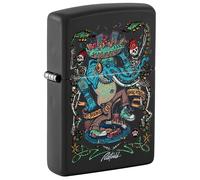Zippo Sturmfeuerzeug - Rick Rietveld, Black Matte, Black Light - Nachfüllbar - Wiederverwendbar - Windfestes Design - Geschenkbox - Made in USA