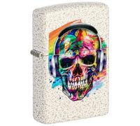 Zippo Sturmfeuerzeug - Skull Headphones, Mercury Glass, Color Image - Nachfüllbar - Wiederverwendbar - Windfestes Design - Geschenkbox - Made in USA