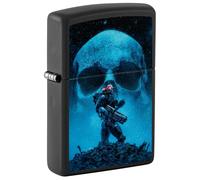 Zippo Sturmfeuerzeug - Space Soldier, Black Matte, Black Light - Nachfüllbar - Wiederverwendbar - Windfestes Design - Geschenkbox - Made in USA