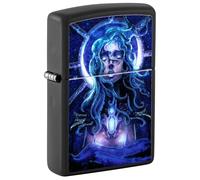 Zippo Sturmfeuerzeug - Star Girl, Black Matte, Black Light - Nachfüllbar - Wiederverwendbar - Windfestes Design - Geschenkbox - Made in USA