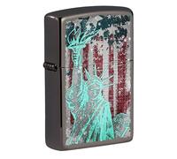 Zippo Sturmfeuerzeug - Statue of Liberty, Black Ice, Color Image - Nachfüllbar - Wiederverwendbar - Windfestes Design - Geschenkbox - Made in USA