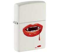 Zippo Sturmfeuerzeug - Vampire, White Matte, Texture Print - Nachfüllbar - Wiederverwendbar - Windfestes Design - Geschenkbox - Made in USA