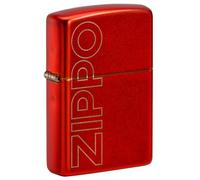 Zippo Sturmfeuerzeug - Vertical Logo, Metallic Red, Laser Engrave - Nachfüllbar - Wiederverwendbar - Windfestes Design - Geschenkbox - Made in USA