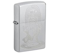 Zippo Sturmfeuerzeug - Vintage Dance, Satin Chrome, Lustre - Nachfüllbar - Wiederverwendbar - Windfestes Design - Geschenkbox - Made in USA