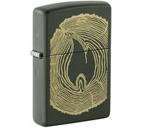 Zippo Sturmfeuerzeug - Wood Ring, Green Matte, Laser Engrave - Nachfüllbar - Wiederverwendbar - Windfestes Design - Geschenkbox - Made in USA
