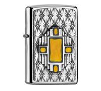 Zippo Sturmfeuerzeug - Yellow Diamond, High Polish Chrome, Emblem - Nachfüllbar - Wiederverwendbar - Windfestes Design - Geschenkbox - Made in USA