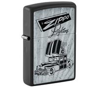 Zippo Sturmfeuerzeug - Zippo Car, Black Matte, Color Image - Nachfüllbar - Wiederverwendbar - Windfestes Design - Geschenkbox - Made in USA