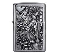 Zippo Sturmfeuerzeug - Zodiac - Verseau, Brushed Chrome, Emblem - Nachfüllbar - Wiederverwendbar - Windfestes Design - Geschenkbox - Made in USA