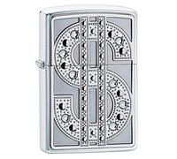 Zippo Swarovski Bling Brushed Chrome Emblem Pocket Lighter, Unisex Adulto, Cromo, One Size