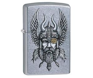 Zippo Viking Warrior Design Street - Mechero de Bolsillo Cromado, Talla única (29871)