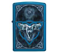 ZIPPO - Wolf Design - Color Image/Chrome out - High Polish Blue - Mechero de tormenta, Recargable, en Caja de Regalo