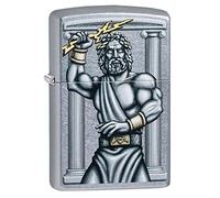 Zippo Zeus Lightingbolt 49137 - Mechero Unisex de Bolsillo Cromado con diseño de Faro, Talla única, Street Chrome - Zeus