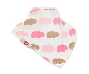 Zippy babero y sombrero - conjuntos de algodón delantero baba baberos con correas ajustables y anudado sombreros - unisex con estilo (babero, rosa hipopótamos)