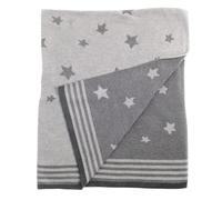 Zippy Couverture réversible pour bébé en bleu étoiles pour chambre d'enfant Berceau et landau, 100% coton peigné en tricot, un cadeau idéal