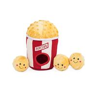 ZippyPaws - Food Buddies Burrow, Juguete Interactivo de Peluche para Perros - Cubo de Palomitas de maíz