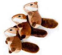 ZippyPaws Miniz, Woodland Friends Burrow, Juguete Interactivo chirriante para Perros-Chipmunk, Paquete de 3, Peluche, Ardilla 'n Bellota, 3