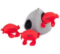 ZippyPaws - Sea Buddies Burrow, Juguete Interactivo de Peluche chirriante para Perros - Crab 'n Rock