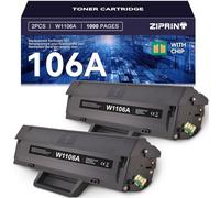 ZIPRINT 106A compatible con el tóner hp106a w1106a para HP laser MFP 137fnw MFP 135a MFP 135R MFP 135w HP laser MFP 107a 107w 107r Drucker (2 negro)