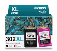 ZIPRINT 302XL 302 XL Cartuchos Remanufacturado para Tinta HP 302, Negro y Tricolor, Compatible con HP Envy 4525 4520 DeskJet 3630 3636 2130 3639 Officejet 3830 3831(2-Pack)