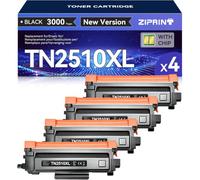 ZIPRINT TN2510XL Compatible para Brother HL-L2400DWE DCP-L2627DWE 4X Negro