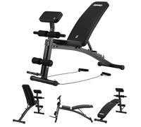 ZIPRO Banco de musculación ajustable plegable con leg curl y banco predicador 230 kg respaldo inclinable 6 posiciones banco multifunción para entrenamiento de fuerza home gym